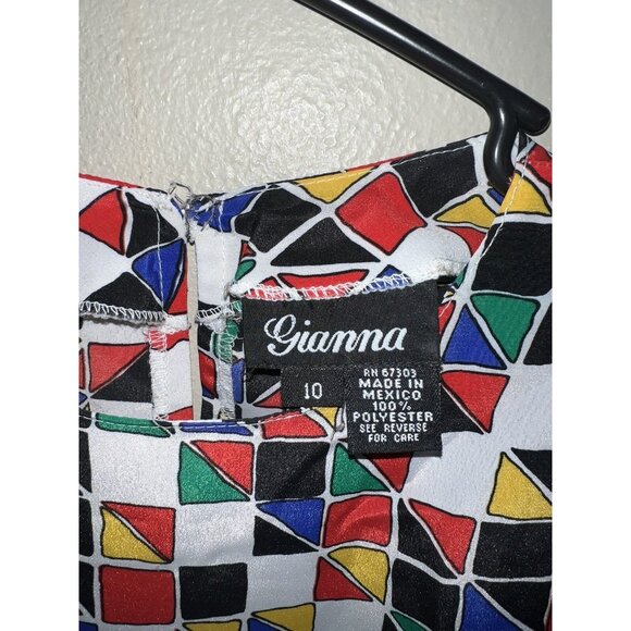 Vintage Woman’s Gianna Top Geometric Pullover Sz Medium sheer short sleeve - Picture 4 of 7